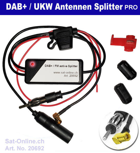 Antenne für Autoradio - SMB-Buchse - 3M Kabel - Aktive DAB+
