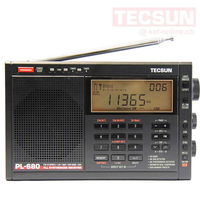 Tecsun PL-680 PLL SSB ondes courtes Récepteur mondial avec 2000 mé
