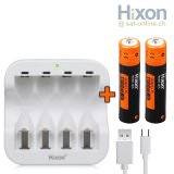 Hixon 2x AAA Li-Ion batterie 1,5V + caricatore