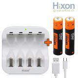 Hixon 2x AAA Li-Ion Akku 1,5V +Ladegerät